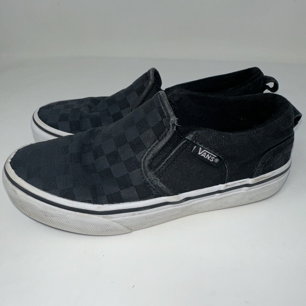 Vans Classic Black Checkerboard Slip Ons Kids Size 1 - Picture 11 of 16